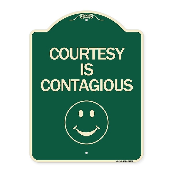Courtesy Is Contagious Heavy-Gauge Aluminum Architectural Sign, 24" x 18", G-1824-24232